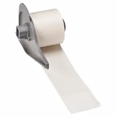 White matte vinyl wraparound label measuring 6 in x 1 1/2 in, designed for wire diameters from 0.64 in to 1.43 in. Compatible with M710 printer series and requires M7-R4300 ribbon. Used for permanent identification of cables, wires, and small-diameter bundles in industrial and electrical installations.