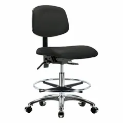 Vinyl Lab Chair, Armless, Adjustable Height 21 1/2" to 29", Aluminum Base, Foot Support