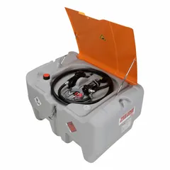 This portable DC-powered fuel transfer pump operates on 12 V DC and features a 1/10 hp motor with a maximum flow rate of 10.5 gpm. The polyethylene housing resists corrosion, and the unit includes a hose and nozzle for immediate use. Suitable for transferring diesel, kerosene, or other non-flammable fluids from drums or tanks in agricultural, construction, and fleet maintenance settings. Meter not included.