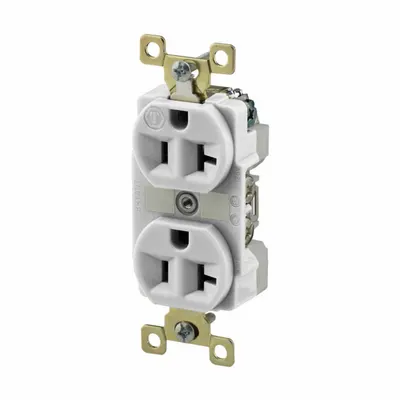 BRYANT Receptacle: Duplex, 5-20, White, 125V AC, 20 A, 2 Pole / 3 Wire (MPN BRY5362W) - General Purpose Receptacles