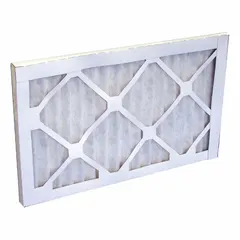 Prefilter for fume hoods, capturing larger airborne particles before they reach the main filter. Overall dimensions: 18 in width, 13 in height, 2 in depth. Type 12. Commonly used in laboratory ventilation systems.
