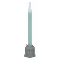This 3M EPX series mixing nozzle is designed for two-part adhesives with a 2:1 mix ratio. It features a green stepped taper tip and measures 3 5/8 inches in length. The nozzle ensures thorough blending of resin and hardener during dispensing, suitable for bonding, potting, and sealing applications in industrial assembly and maintenance.