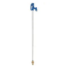Yard hydrant with a polyester powder coated finish and galvanized steel rod. Designed for outdoor water supply in agricultural, livestock, and residential settings. Provides frost-free operation in cold climates. Flow rate of 34 gpm with a 3 ft bury depth.