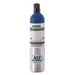 This calibration gas contains Isobutene at 5 ppm in an air background, with +/-5% accuracy. Supplied in a 105 L cylinder, it is used for verifying and calibrating portable gas detectors in industrial safety applications.