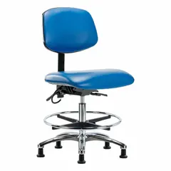 Vinyl ESD Task Chair, Armless, Blue, 18 1/2" Seat Width, 17" Seat Depth, Height Range 21 1/2" to 29"