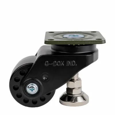FOOT MASTER Plate Caster: Nylon Tread, 75 mm Wheel Dia, 110 mm Mounting Ht - General Purpose Leveling Plate Casters