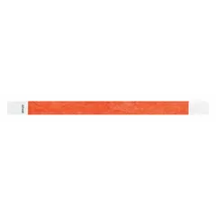 Red Tyvek security wristband with no legend, measuring 10 inches overall length and 3/4 inch overall width. Supplied in a 500-pack. Suitable for access control, event security, and patient identification applications.