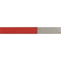 Red/white reflective tape for trucks and trailers. Each strip is 2 inches wide. Pack of 25. Acrylic adhesive. White reflective color