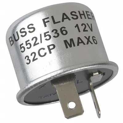 BUSSMANN NO.552 2-Terminal Flasher Relay, 12V DC, 12.8 A, 2-6 Flashes/Min - Flasher Relays