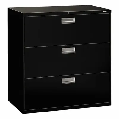 HON Lateral File Cabinet with Drawer: Black, 3 Drawers, 39 1/8 in Overall Ht - Lateral File Cabinets