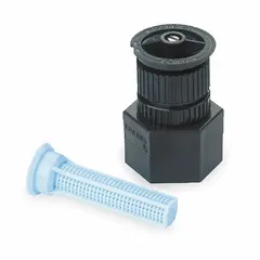 Full circle spray head with a 15 ft throw radius, flow rate of 2.6 to 3.7 gpm, and pressure range of 11 to 15 psi. Constructed with stainless steel. Suitable for watering shrubs and ground cover in residential and commercial irrigation systems.