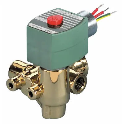 REDHAT Solenoid Valve: 3-Way, Normally Closed, 3/8 in Pipe Size, 24V DC - 3-Way/2-Position, Normally Closed Solenoid Valves