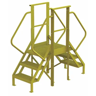 TRI-ARC Crossover Bridge: 2.5 ft Platform Ht, Steel, 1,000 lb Load Capacity, Serrated - Easy Descent Crossover Bridges