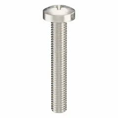 Pan head machine screw with M8x1.25 thread, 50 mm length, made from 18-8 stainless steel with plain finish. Features a Phillips drive with #4 drive size. Suitable for general fastening applications in machinery, equipment assembly, and structural connections. Sold in a 10-pack.