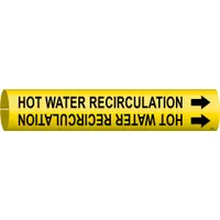 Pipe Marker: Hot Water Recirculation, Yellow, Black, Fits 2 1/2 to 3 7/8 in Pipe O.D., With Arrows (MPN 4080-C)