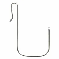 This snap-on shelf hook is designed for use with Super Erecta wire shelving systems. Constructed of steel with a chrome finish, it attaches securely to wire shelves to hang items, aiding organization in storage areas