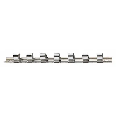 PROTO Socket Rail: Silver, 1 in Overall Wd, 7 Posts/Slots, Steel - Socket Rails & Trays