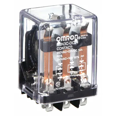 OMRON General Purpose Relay: Socket Mounted, 10 A Current Rating, 24V DC, 3PDT - Socket-Mounted Relays