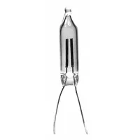 This miniature neon bulb features a T2 shape and wire terminal base for direct mounting in panel holes or sockets. It operates at 105 to 125V AC with a power rating of 0.23 W and is commonly used as an indicator lamp in control panels, power strips, and appliance pilot lights. Sold as a 10-pack