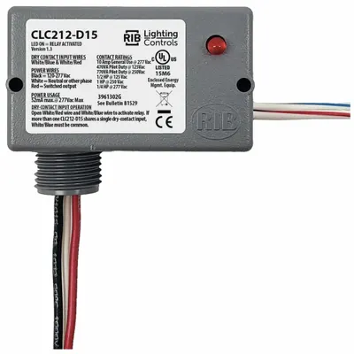 RIB CLC212-D15 Enclosed Pre-Wired Relay, 10 A, SPST-NO, 0.50 in NPT - General Purpose Lighting Control Relays