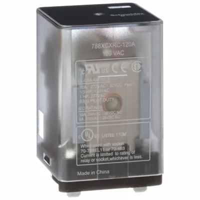 SCHNEIDER General Purpose Relay: Socket Mounted, 10 A Current Rating, 120V AC, 3PDT - Socket-Mounted Relays