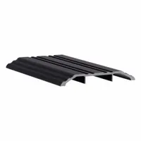 This 3 ft long saddle threshold is made of aluminum alloy with a fluted surface. It is used at doorways to bridge gaps between different flooring materials and to help seal against drafts and weather