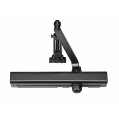 This Grade 1 heavy-duty door closer is designed for interior or exterior commercial doors. It features a non-hold open regular arm with adjustable spring size 6, providing controlled closing force. ADA compliant and compatible with Norton 8000 series hardware, it is suitable for high-traffic entrances in industrial, warehouse, and office settings.