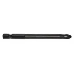 Pozidriv insert bit with PZ2 size and Imperial hex shank, made from S2 steel. Unfinished, standard-power bit for driving Pozidriv screws in assembly and maintenance tasks. Not impact rated. Sold as a 5-pack.