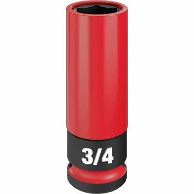 MILWAUKEE Lug Nut Wheel Socket: 1/2 in Drive Size, SAE, 3/4 in Socket Size, 6-Point - Non-Marring Drive Sockets