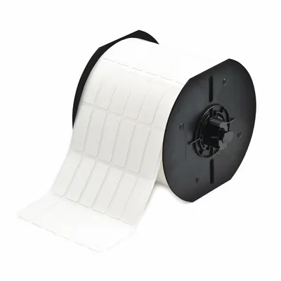 BRADY Wraparound Label: 1 7/16 in x 1/2 in, Vinyl, Black on White - Brady Precut Label Rolls