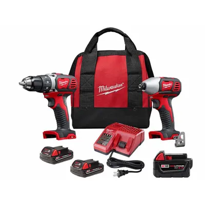 MILWAUKEE Cordless Combination Kit: 2 Tools, Drill/Impact Driver, 18 V DC Volt - Milwaukee 18V Cordless Tool Combination Kits