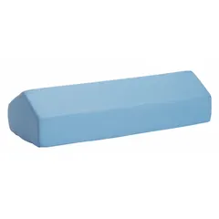 This bed wedge is constructed with a cotton/polyester cover and foam core. It measures 28 inches in length, 10 inches in width, and 7 inches in height. Typically used to elevate legs or back for comfort and support in healthcare, home care, or rehabilitation settings.