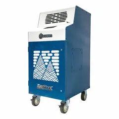 This heavy-duty portable air conditioner provides 13,800 BtuH of cooling capacity for indoor spaces. It operates on 115V AC and includes an air filter. Suitable for applications such as server rooms, workshops, or temporary event areas.