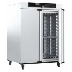 This mechanical forced-air convection oven provides a 37.4 cu ft capacity with a maximum temperature of 300°C. It operates on 3 x 208V and 7,000 W power, offering temperature accuracy of ±0.1°C up to 99.9°C and ±0.5°C at 100°C+, with uniformity of ±1.3°C at 100°C. The programmable control is suited for industrial drying, curing, and heat-treating processes requiring consistent heat distribution.