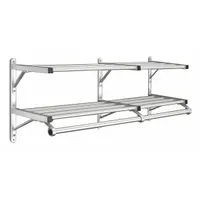 GLARO Wall-Mount Garment Rod: Rod Design (No) Hooks, 18 1/2 in Overall Ht, 36 in Overall Wd, Silver (MPN 502-36SA)