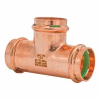 This copper or bronze press tee fitting is used in plumbing systems to create a branch connection in copper tubing. The seal window provides visual confirmation of proper installation. Suitable for use in potable water and hydronic heating applications