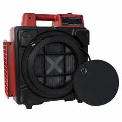 Particulate filtration negative air machine with impact-resistant ABS housing. Delivers 550 cfm airflow and includes an air filter. Used for air scrubbing and negative pressure containment in construction, restoration, and remediation projects.