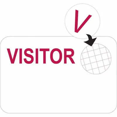 BRADY Clip On Badge: Visitor, Paper, White, 2 in Card Ht, 3 in Card Wd - Clip-On ID Badges