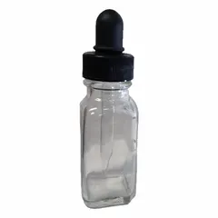 APPROVED VENDOR Clear Glass Lab Dropper Bottle, Square, 15 mL, 0.5 fl oz, Soda Lime Glass, Colorless, MPN 500522