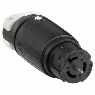 HUBBELL Locking Connector: Non-NEMA, Black/White, 125V AC, 50 A Current Rating - General Purpose Connectors
