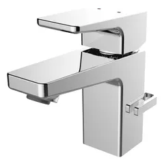 This single-post handle bathroom faucet is constructed of brass with a chrome finish. It has a flow rate of 1.2 gpm and includes a hose. Suitable for use on bathroom sinks in residential or commercial settings.
