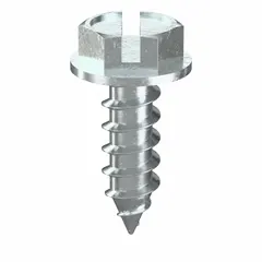 Steel, zinc-plated slotted hex washer sheet metal screw with a 1/4 in drive size. Used for fastening sheet metal without pre-drilling in applications such as HVAC ductwork, metal roofing, and general metal fabrication. Supplied in a 1,000 piece pack.