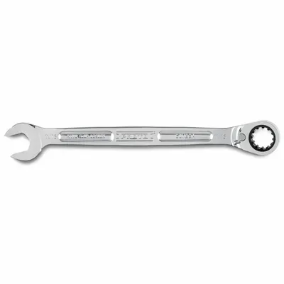PROTO Combination Wrenches: Alloy Steel, Full Polish Chrome, 11/16 in Head Size - SAE Spline Ratcheting Combination Wrenches