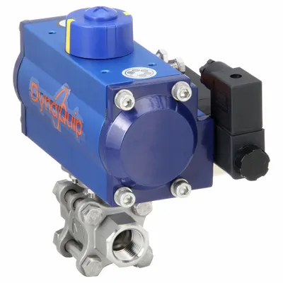 DYNAQUIP CONTROLS Pneumatically Actuated Two-Way Ball Valve: 1/2 in, Stainless Steel - Stainless Steel Pneumatically-Actuated Ball Valves