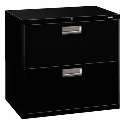 HON Lateral File Cabinet with Drawer: Black, 2 Drawers, 28 in Overall Ht, 18 in Overall Dp - Lateral File Cabinets
