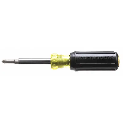 KLEIN TOOLS Multi-Bit Screwdriver: Phillips/Slotted Tip, #1/1/4 in/#2/3/16 in Tip Size - General Purpose Multi-Bit Screwdrivers