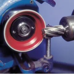 This NORTON diamond flaring cup grinding wheel is designed for precision grinding of carbides and ceramics. With 150 grit and an abrasive depth of 1/8 in, it is suitable for tool sharpening, die maintenance, and surface finishing applications on hard, brittle materials.
