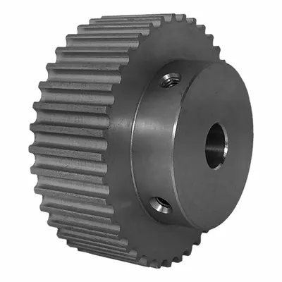 Dayton Timing Pulley: Curvilinear, Fixed, For HTD Timing Belt Section, For 15 mm Belt Wd - HTD Section Fixed-Bore Timing Pulleys with Hub