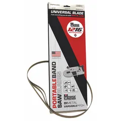 This MORSE portable band saw blade is designed for cutting thin metal materials. It features a 12/16 tooth configuration, 1/2 in blade width, and 0.02 in thickness. Sold in a pack of 3, it is suitable for use with compact saws up to 30-9/16 inches.