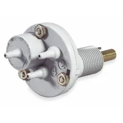 Barb-type pressure regulator with 5/32 in barbed connections for tubing. Control range 3 psi to 18 psi, maximum operating pressure 30 psi. Used in HVAC, combustion, and process control systems to regulate gas or air pressure.